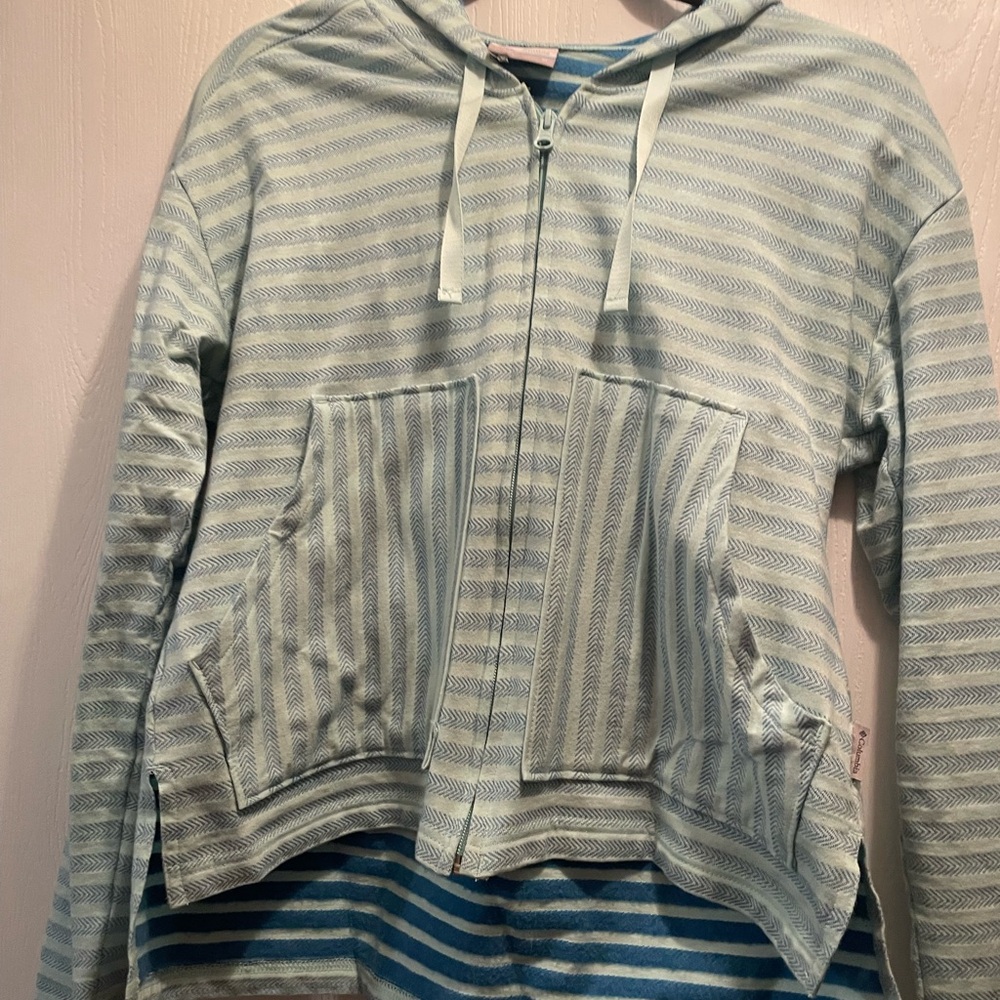 Columbia Blue and Gray Striped Hoodie